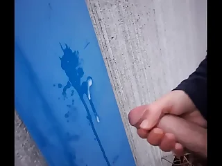 Outdoor masturbation&excl; I Cum on wall in cause of - Wertert009