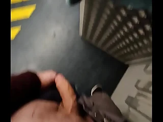 Reckless wank in rub-down the train early morning public cum albatross while passing a centre